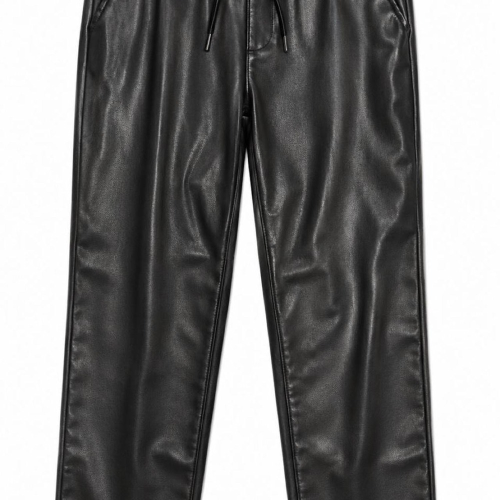 LOFT Black Faux Leather Joggers Drawstring Elastic Waist Pants Small